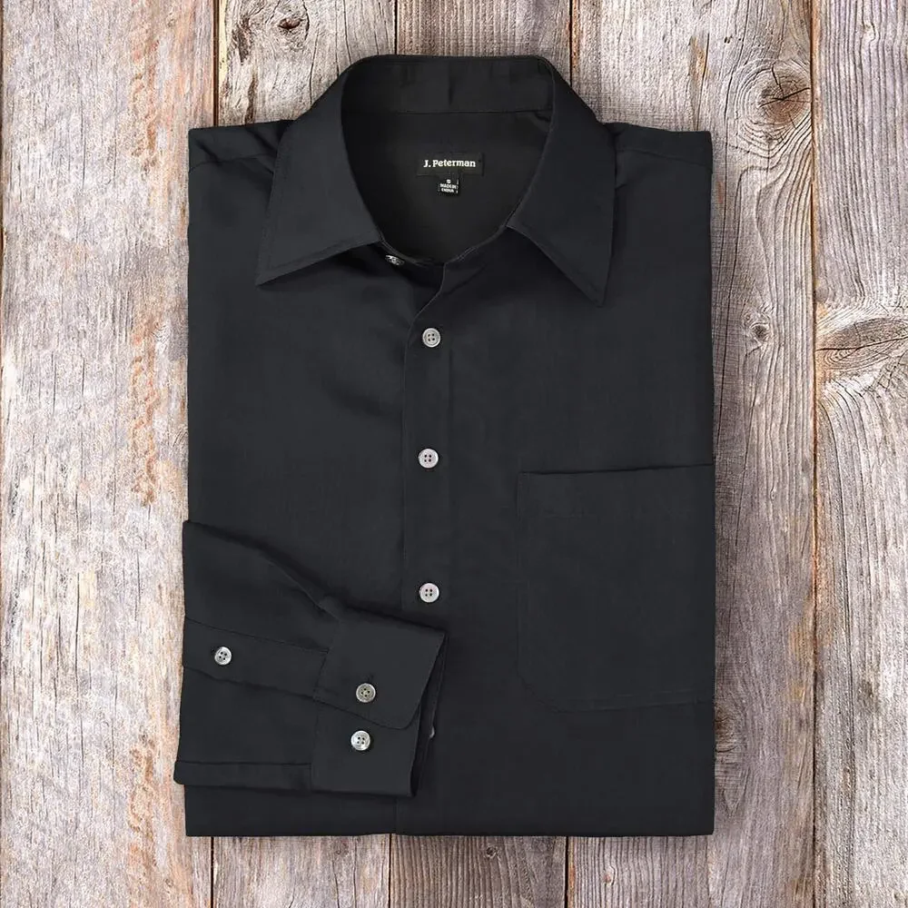 J. PETERMAN Men's JG John Garfield Silk Shirt in Black